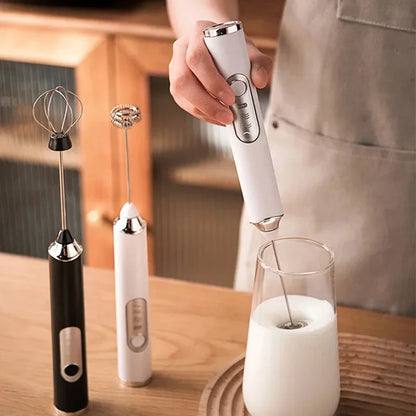 1pcs Coffee Milk Frother Blender 3 Speeds Adjustable Handheld Milk Frother Stainless Steel Electric Milk Frother USB Recharge