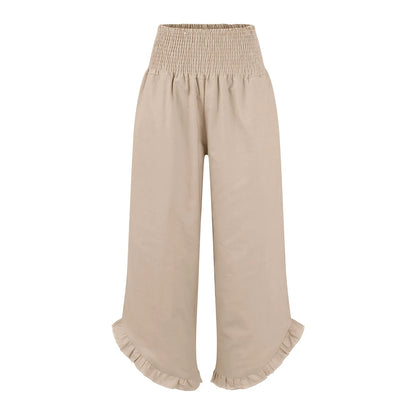 Summer Womens Palazzo Pants Summer Casual Flowy Wide Leg Trousers Beach Travel Vacation Outfits All Match Loose Baggay Pants