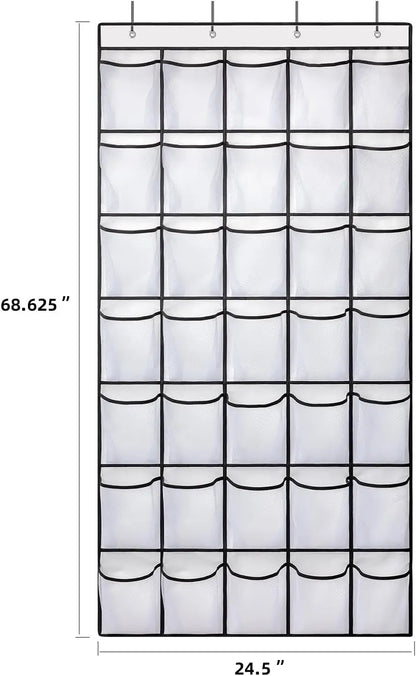 35 Pocket Wall-mounted Sundries Shoe Organiser Closet Storage Shoe Rack Mesh Pocket Clear Hanging Over The Door Shoe Organizers