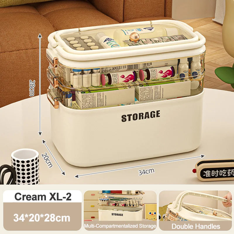 3/4 Layers Large Capacity Family Medicine Organizer Storage Box Portable First Aid Kit Pill Container Emergency Pharmacy Box
