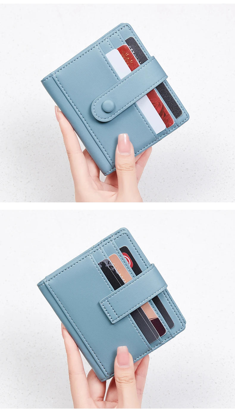 RFID Anti-blocking Wallet for Women, Multi-Card, Credit Card Bag, Lightweight and Simple, Short Buckle, Small, Fashion Wallet