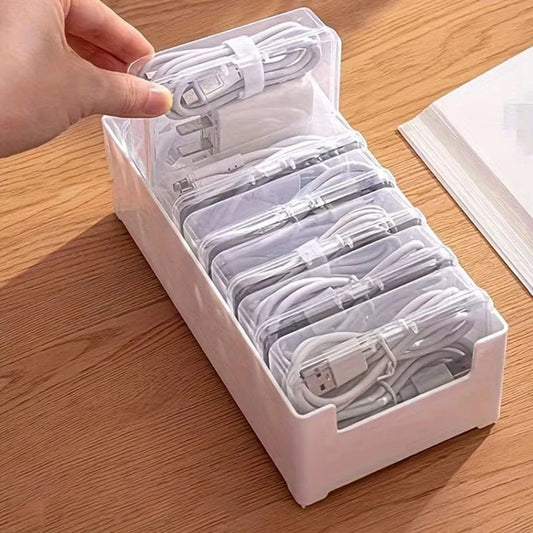 1Set Desk Storage Data Cable Storage Box Cable Organizer Bag With Power Charging Cable Management And Jewelry Storage