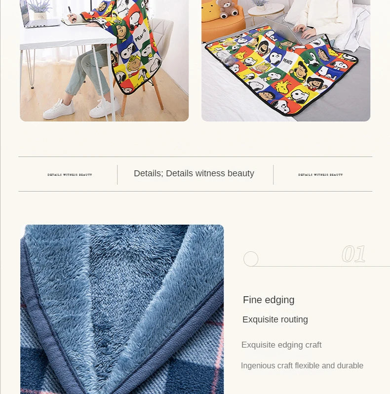 Wearable Plaid Blanket Fleece Doublelayer Blankets With Button Thicken Multifunction Winter Warm Throw Blanket For Sofa Bed