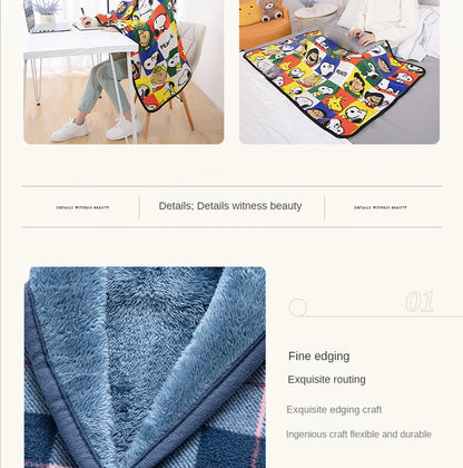 Wearable Plaid Blanket Fleece Doublelayer Blankets With Button Thicken Multifunction Winter Warm Throw Blanket For Sofa Bed