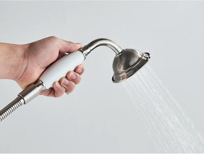 Brushed Nickle Hand Held Shower Head Handshower Head 100% Copper Head Faucet Accessory Single Function Shower Head Shower Hose