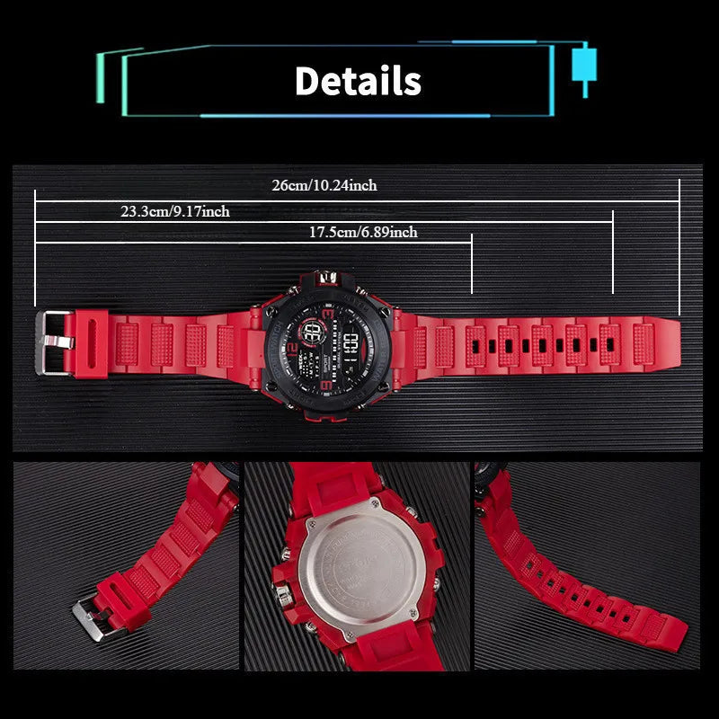 Men Waterproof  Sports Watches Multifunction Electronic Watches Anti Drop and Shock-absorbing Wristwatches