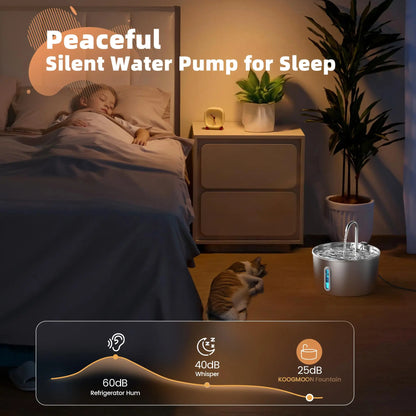 Cat Water Fountain Stainless Steel: 74oz/2.2 L Cat Fountain for Drinking - Automatic Pet Water Fountain for Cats Inside - Metal