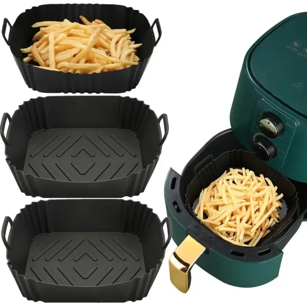 Air Fryer Liners Reusable Non-Stick Silicone Round Square Baking Tray Molds for Airfryer Oven Baking Basket Accessories