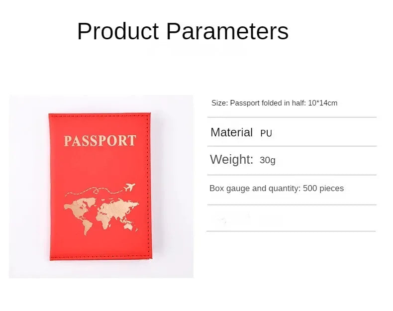 Travel Gold Passport Holder Cover Case for Women Men PU Leather Ticket Map Passport Covers Passport Protective Accessories