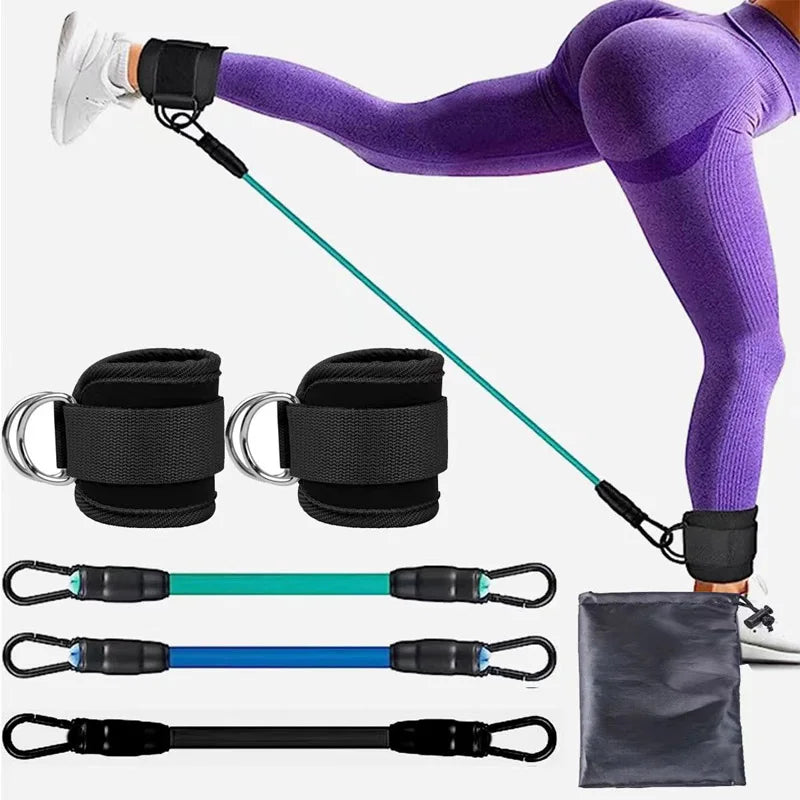 Resistance Bands With Ankle Straps Fitness Workout Training Resistance Bands Home Yoga Stretch Elastic Pilates Gym Equipment