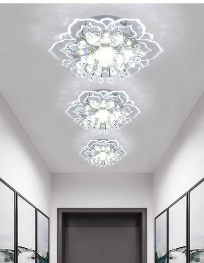 LED Crystal Ceiling Light Modern Flower Shape Ceiling Lamp Hallway Living Room Lamp Bedroom Kitchen Corridors Aisle Light