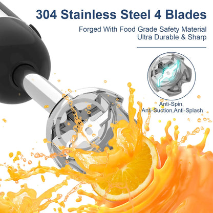 Wancle 1000W Immersion Hand Blender 4 in 1 Powerful Stick Blender Mixer 16 Speeds Adjustable for Protein Shakes Whipped Cream