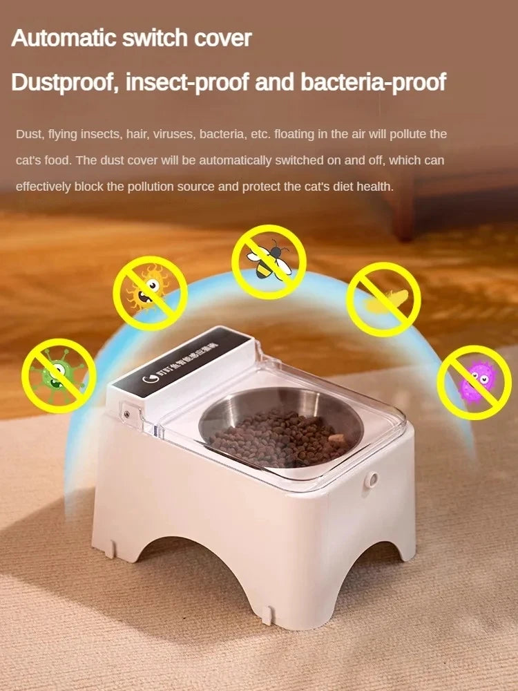 Smart Cat Bowl Pet Feeder Bowl Cats Dog Food Feeder Infrared Sensor Auto Open Cover Smart Feeder Anti-mouse Cat Food Dispenser