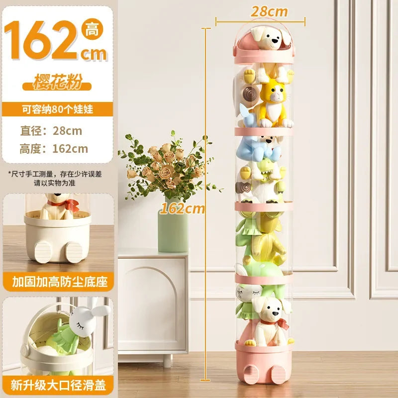 Doll Storage Bucket Transparent Moistureproof Storage Tube for Children's Plush Toys Organizer Home Organization and Storage