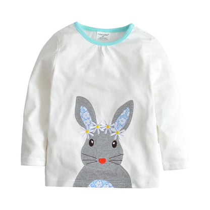 Baby Boys Girls 18-6T Striped Cartoon Tshirts With Applique Animal Kids Hot Selling Spring Autumn Clothes Designed Tops Clothing