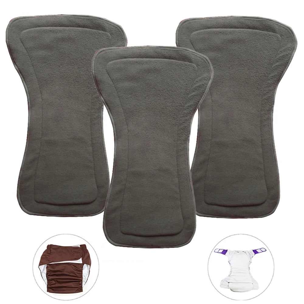 Washable Adult Diaper 4 Layers Bamboo Charcoal Cloth Nappy Liner Super Absorbent Reusable Incontinence Adult Diaper Insert Pad