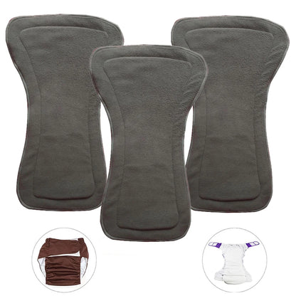 Washable Adult Diaper 4 Layers Bamboo Charcoal Cloth Nappy Liner Super Absorbent Reusable Incontinence Adult Diaper Insert Pad