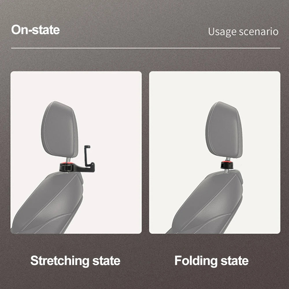 2 in 1 Car Back Seat Hook Portable Auto Seat Headrest Hanger Storage Hook Mobile Phone Bracket Handbag Cloth Clip