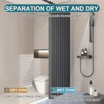 Foldable Magnetic Shower Curtain Waterproof Bath Curtain with 12/14 Hooks Bathroom Curtain Modern  Bathroom Curtain for Bathroom