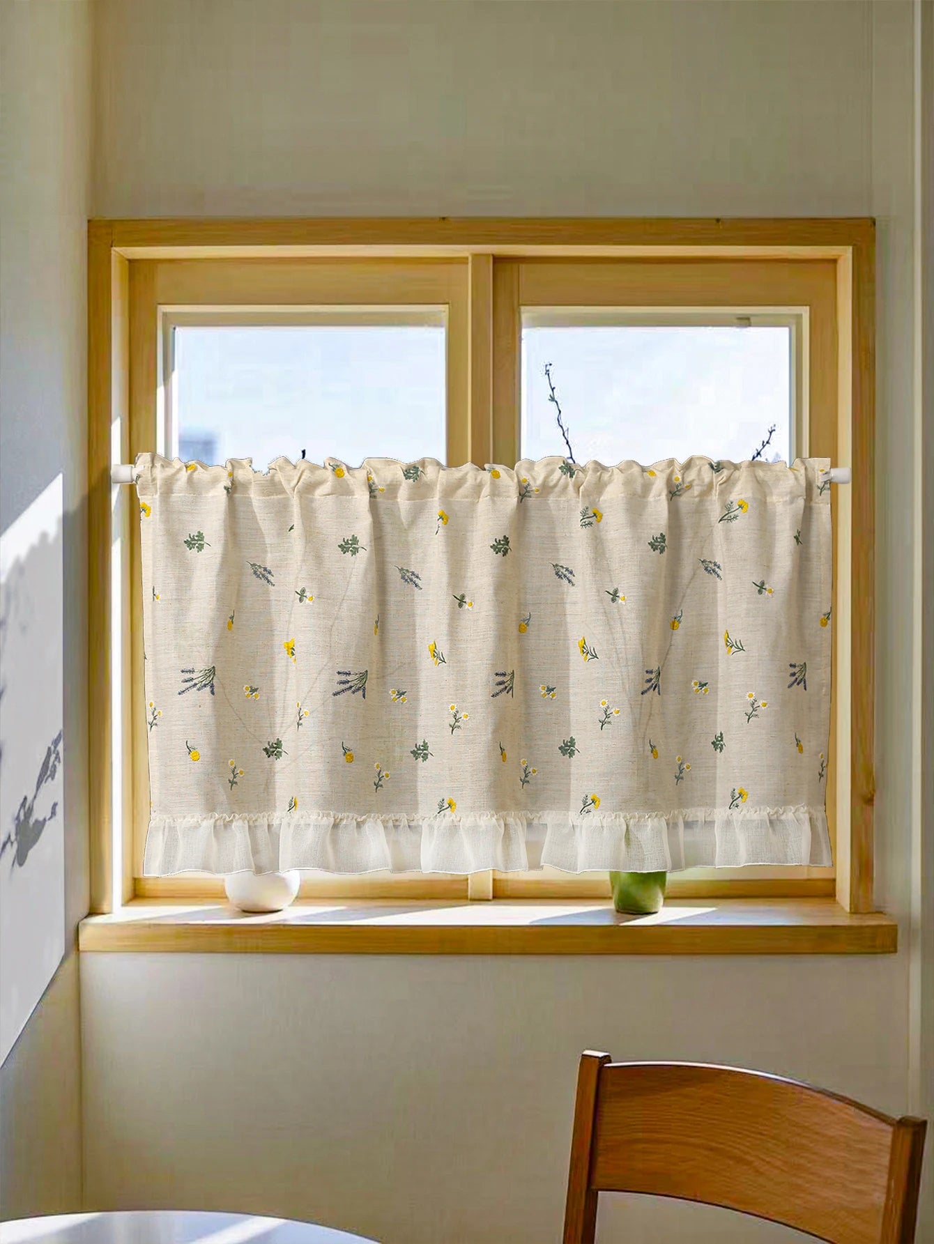 Linen Embroidery Curtain Small Fresh Curtain Rustic Wind Drift Window Curtain Ambience Sense Short Curtain