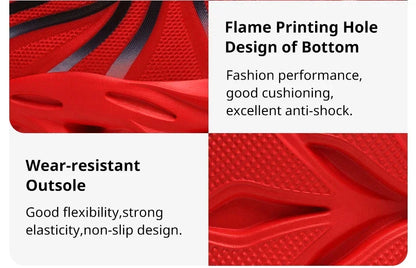 Stylish Running Shoes Men's Flame Printed Sneakers Knitted Sneakers Blade Cushioned Jogging Sneakers Lightweight Tenis Masculino