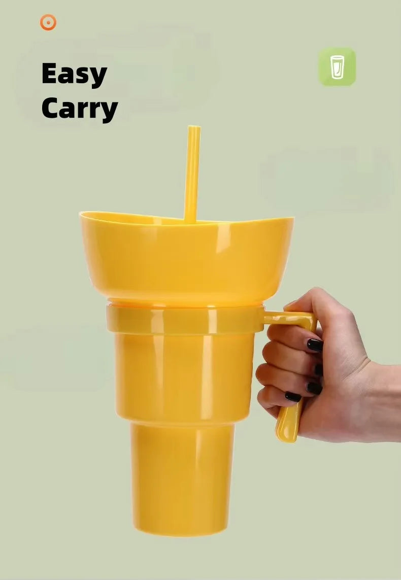 2-in-1 Silicone Beverage Cola Cup With Snack Tray Bowl Straw for Popcorn and Snacks at Cinemas Dropshipping Sourcing Wholesale