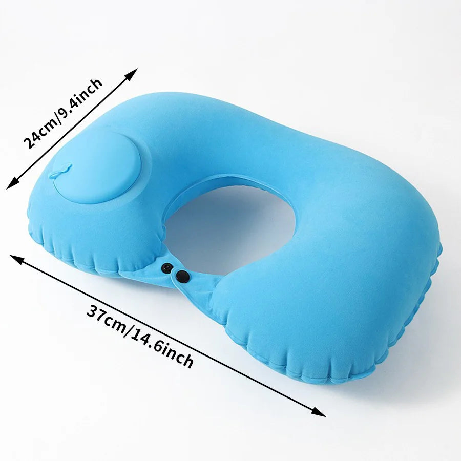 Flocking Inflatable Portable Neck Pillow That Can Be Stored And Self Filled Suitable For Outdoor Travel Business Trips camping