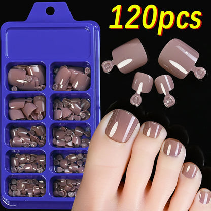 100PCS Short Square False Toenail Tips Full Cover White Artificial Fake Toenail Acrylic Foot Nail Art Tip Press on Toe Extension
