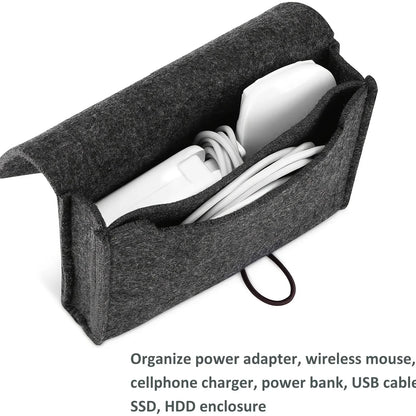 Portable Felt Electronics Accessories Organizer - Power Adapter & USB Cable Storage Case for Travel