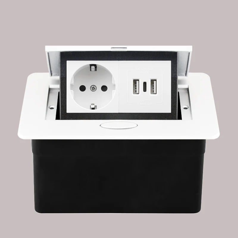 220V Desktop Power Socket Pop-up Hidden Socket EU Socket Built-in Socket With Dual USB Interface And type-C Interface