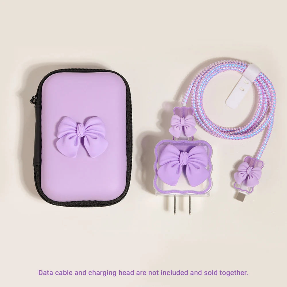 3D Bow Charger Cable Protector Cover For iPhone 20W 18W Charger Protector Storage Bag Case Cover Management Wire Cord Organizers