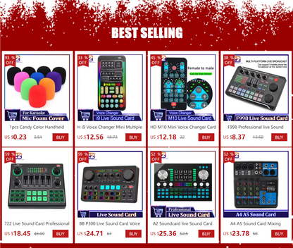 F11 Live Sound Card Streaming 5-Channel Mixer Sound Card Audio for Game Voice Podcast Live Streaming Kit Podcast Accessories Par