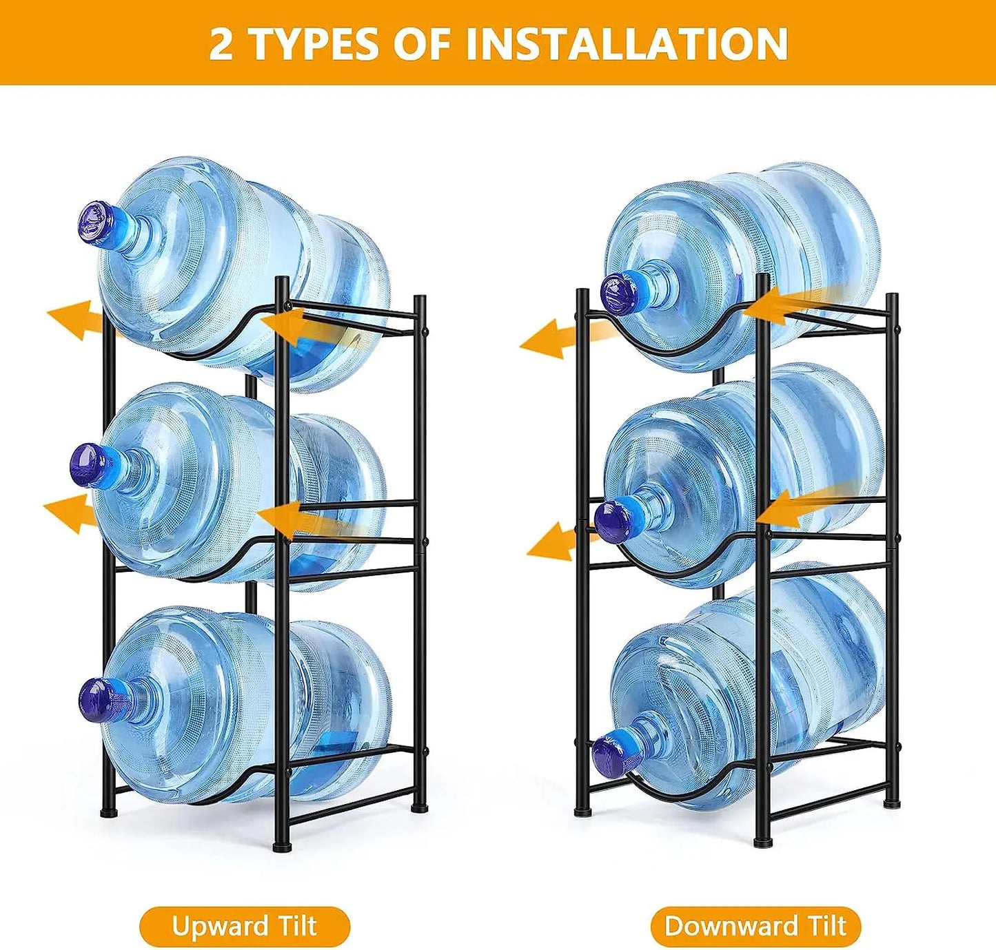 5 Gallon Water Bottle Jug Holder 3 Tier Heavy Duty Water Cooler Jug Storage Rack Detachable Gallon Water Jug Bottle Organizer