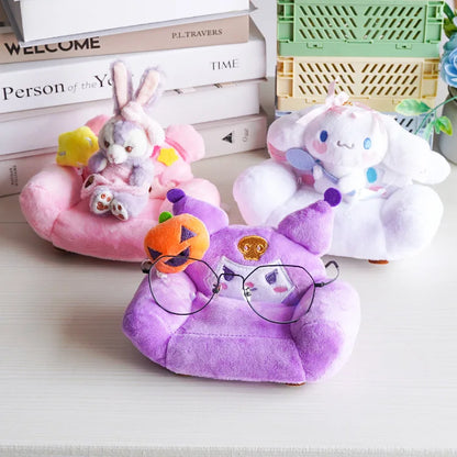 Labubu Doll Mini Sofa with Storage Bag Kawaii 17cm V1 V2 Labubu Transparent Crossbody Bag Cute Plush Doll Accessories Toy Gifts