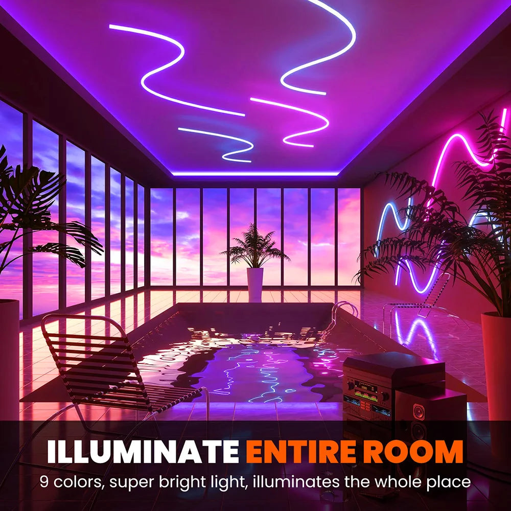 5m 10m 20m 50m LED Strip Light AC 220V 230V 240V IP55 2835 120 LEDs Flexible Ribbon Rope Lights Tape 9 Colors Home Decoration