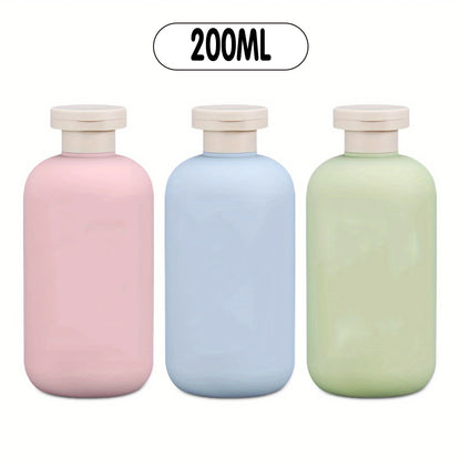 3pcs Leak-Proof Travel Bottles For Shampoo, Lotion & Cream - 200ml Refillable Squeeze Containers With Flip Cap