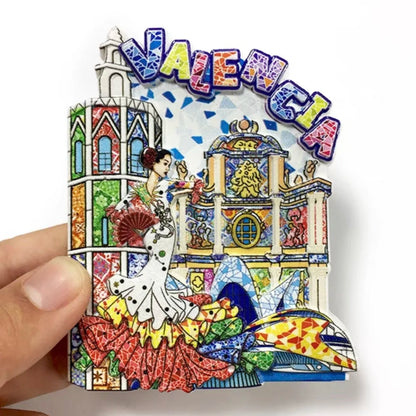 Europe Spain Barcelona Madrid Valencia Alicante Benidorm  3D Fridge Magnets Decoration Handicraft Magnetic Refrigerator