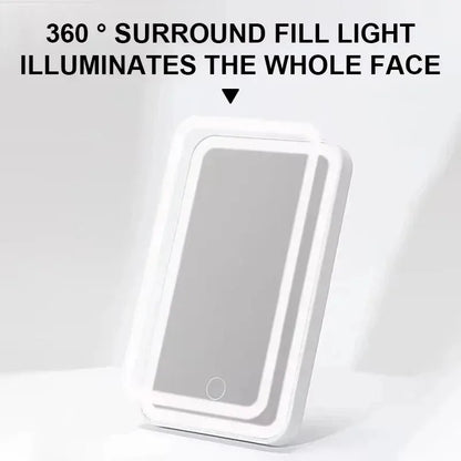 Car sun makeup mirror invisible touch USB reportable 360 ° adjustment soft light does not hurt the eyes mini convenient