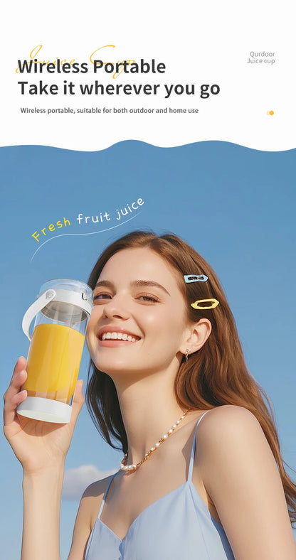 Electric Portable Blender Wireless Rechargeable USB Fruit Blender 600ML Kitchen Mixer Machine Traveling Juicer Cup Fruit Blender