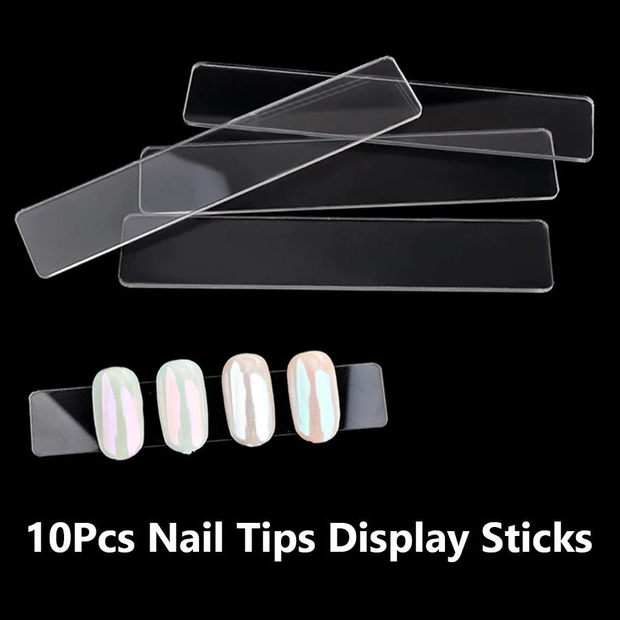 Press on Nails Storage Box, Empty False Nail Packaging Box Set with Double-sided Adhesive Tape and 10 Acrylic Nail Display Stick