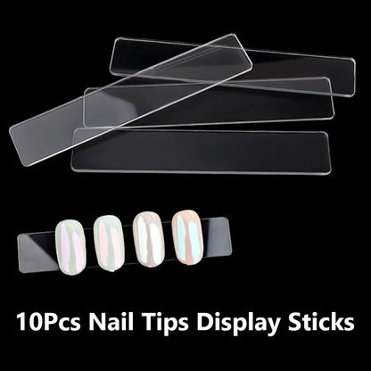 Press on Nails Storage Box, Empty False Nail Packaging Box Set with Double-sided Adhesive Tape and 10 Acrylic Nail Display Stick