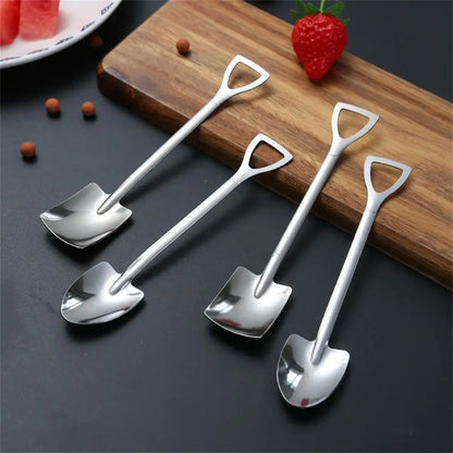 4pcs/Set Shovel Spoon Shovel Spoon Stainless Steel Tea Spoon Creative Coffee Spoon Household Eating Watermelon Shovel Spoon Ice