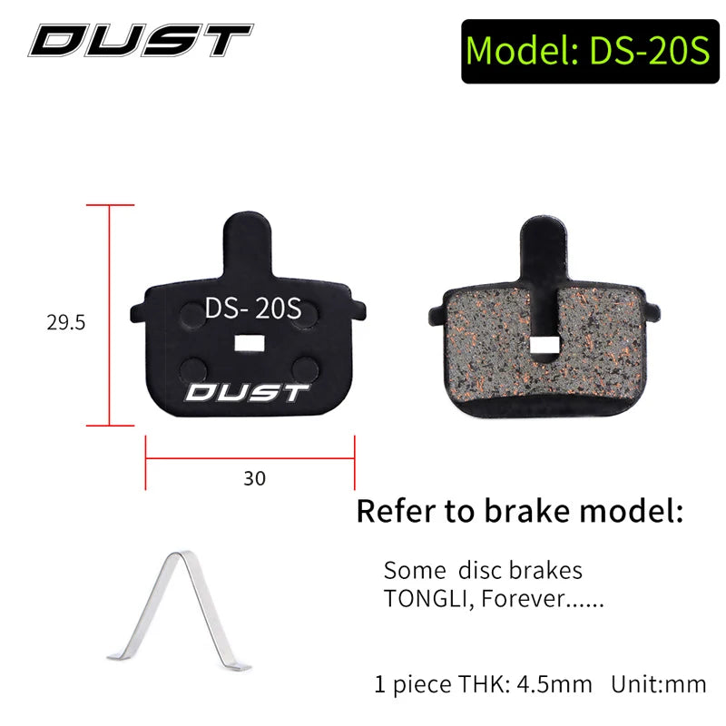 DUST 1Pair Semi-Metal Bicycle Hydraulic Disc Brake Pads MTB Mountain Bike Parts for SHIMANO XT XTR M315 SRAM Avid BB5 BB7 E1 E3