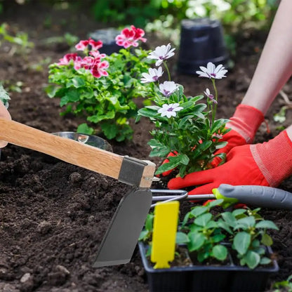 Iron Gardening Cultivator Manual Wooden Handle Agriculture Hoe Vegetable Farming Tool Weeding Hoe