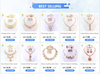 Women Jewelry Sets For Wedding Accessories African Beads Crystal Pendant Statement Dress Necklace Earrings Bracelet Ring Set