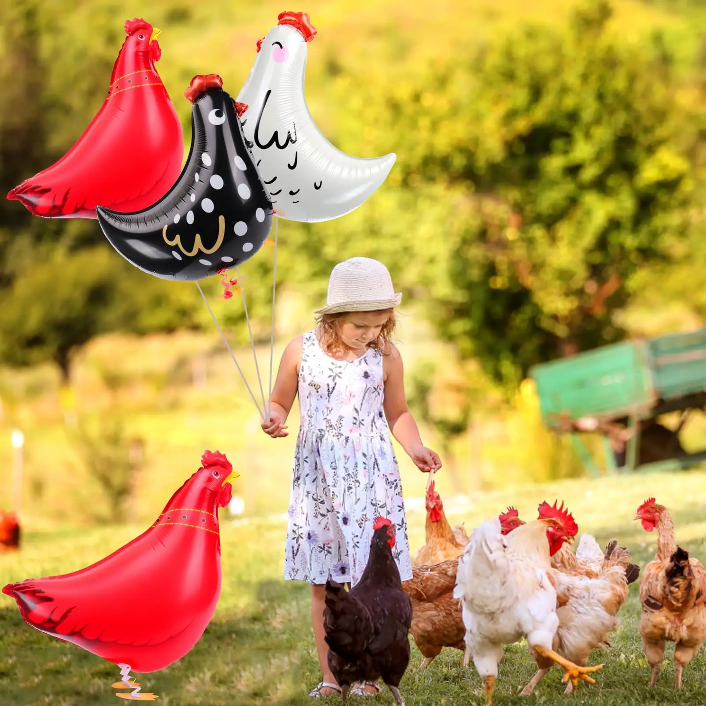 9PCS Animal Balloon Farm birthday decorations, 3 styles Chicken walking Balloon Animal Balloon Farm party decorations farm