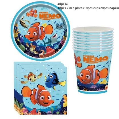 Finding Nemo Birthday Party Decoration Children Party Balloons Disposable Tableware Plates Napkins Cup Tablecloth Party Supplies