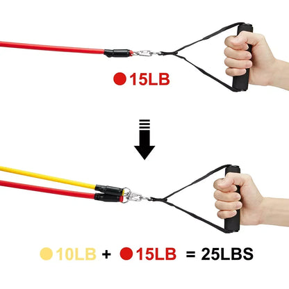 11Pcs TPE Resistance Band Set Fitness Band Pull Rope Elastic Training Band With Door Anchor Handles Carry Bag Legs Ankle Straps