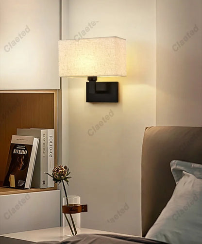 LED Fabric Lampshade E27 Decorative Wall Lamp Indoor Corridor Living Room Bedroom Bedside Wall Lamp Decorative Lighting Fixture