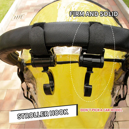 2 PCS Cartoon Stroller Accessories Degree Large Hook Umbrella Car Hook and Loop Stroller Hook